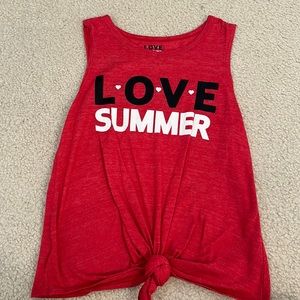 Girls Red Love Summer Tank